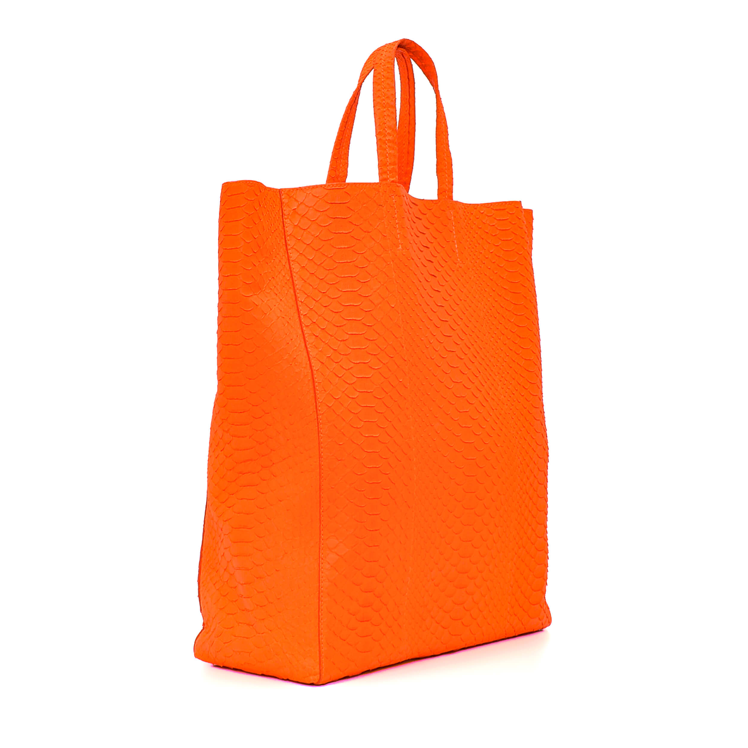 Celine - Neon Orange Pyhton Leather Shopper Bag